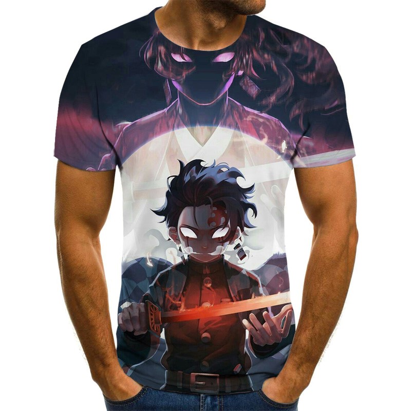 2024 kimetsu no yaiba theme men's T-shirt anime Harajuku tops summer fashion T-shirt men's 3D boy clothing plus size streetwear